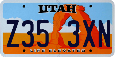 UT license plate Z353XN