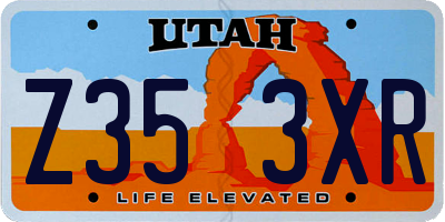 UT license plate Z353XR