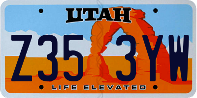 UT license plate Z353YW