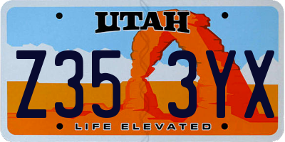 UT license plate Z353YX