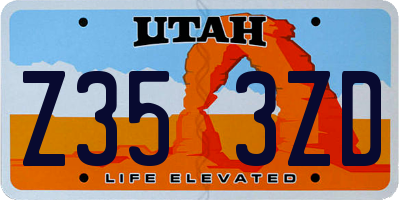 UT license plate Z353ZD