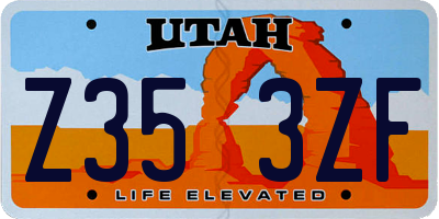 UT license plate Z353ZF