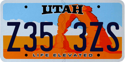 UT license plate Z353ZS