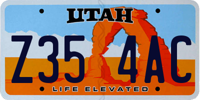 UT license plate Z354AC