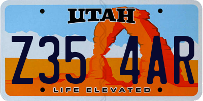 UT license plate Z354AR