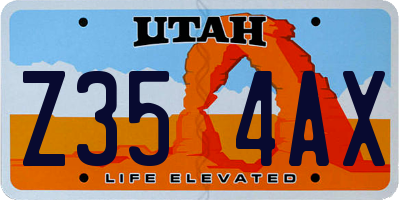 UT license plate Z354AX