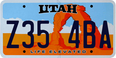 UT license plate Z354BA