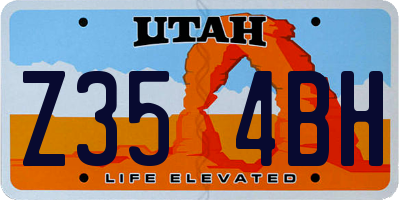 UT license plate Z354BH