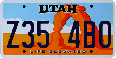 UT license plate Z354BO