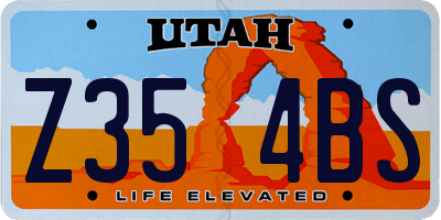 UT license plate Z354BS