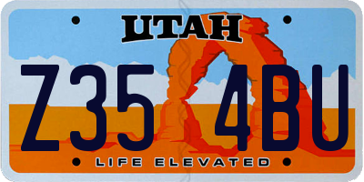 UT license plate Z354BU