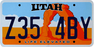 UT license plate Z354BY