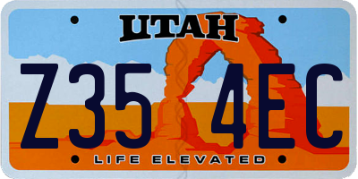 UT license plate Z354EC