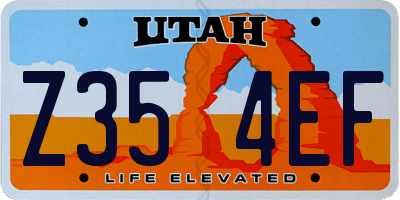 UT license plate Z354EF