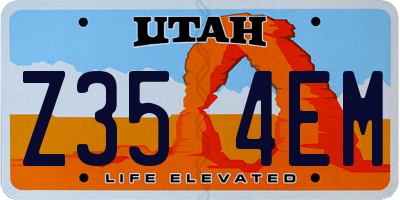 UT license plate Z354EM