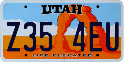 UT license plate Z354EU
