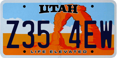 UT license plate Z354EW