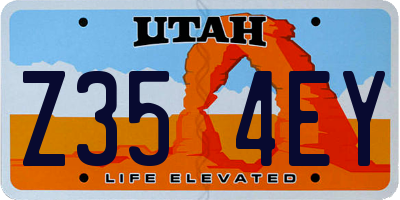 UT license plate Z354EY