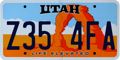UT license plate Z354FA
