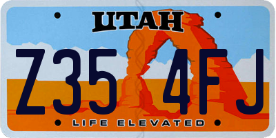 UT license plate Z354FJ