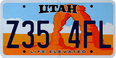 UT license plate Z354FL