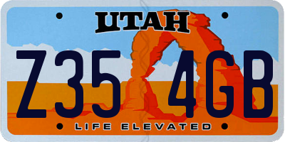 UT license plate Z354GB