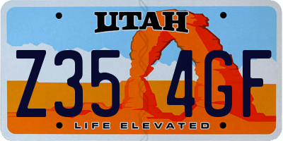 UT license plate Z354GF