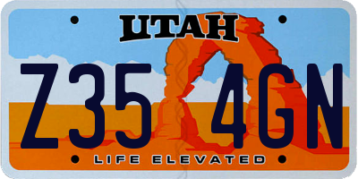 UT license plate Z354GN