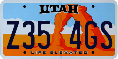 UT license plate Z354GS