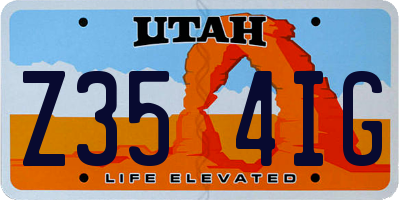 UT license plate Z354IG