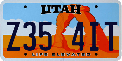 UT license plate Z354IT