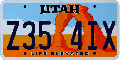 UT license plate Z354IX