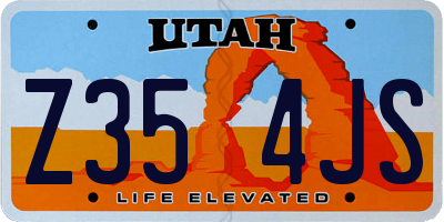 UT license plate Z354JS
