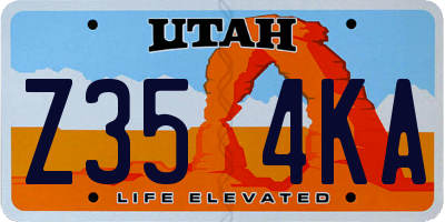 UT license plate Z354KA