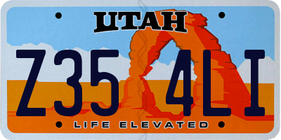 UT license plate Z354LI