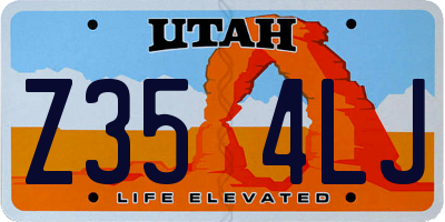 UT license plate Z354LJ