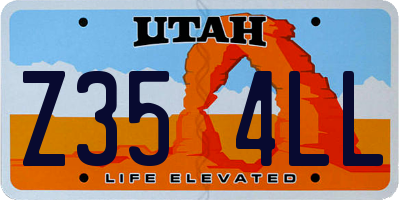 UT license plate Z354LL