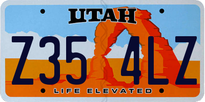 UT license plate Z354LZ