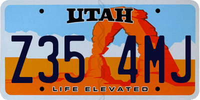 UT license plate Z354MJ