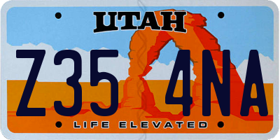 UT license plate Z354NA