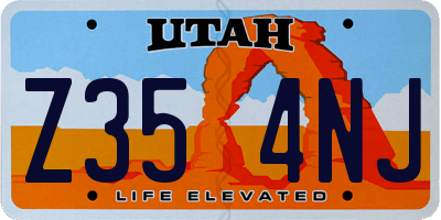 UT license plate Z354NJ