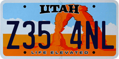 UT license plate Z354NL
