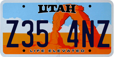UT license plate Z354NZ