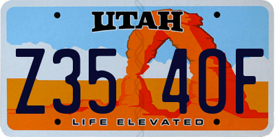 UT license plate Z354OF