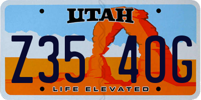 UT license plate Z354OG