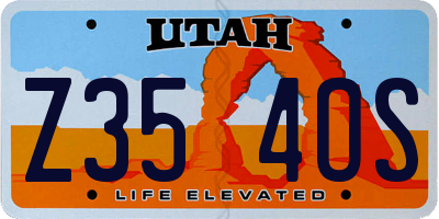 UT license plate Z354OS