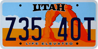 UT license plate Z354OT