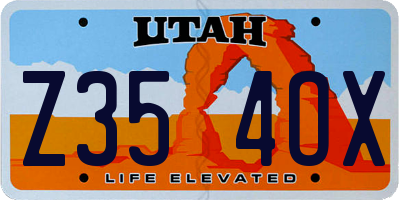 UT license plate Z354OX