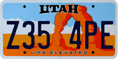 UT license plate Z354PE