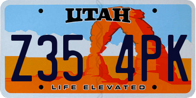 UT license plate Z354PK